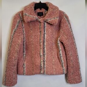 En saison teddy  zip up stripes jacket